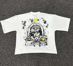 Logo personnalisé 240 Gsm 100% Coton T Shirt Hommes Graphique Vintage Streetwear Épaule tombante Hip Hop Sérigraphie - Product Image 4