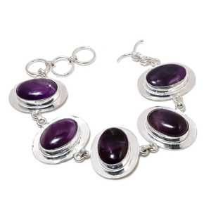 Bracelet à breloques vintage en argent sterling 925 avec améthyste sertie clos, bijou quotidien, cadeau pour elle, pour maman - Product Image 3