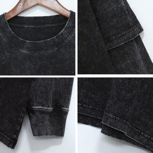 OME Vintage Acid <b>Washed</b> Dtg <b>Screen</b> Printed High Quality Cotton Oversized Tee Custom Double Layer T-shirt for men Long Sleeve - Product Image 3