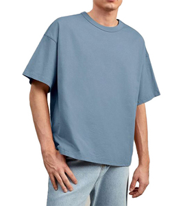 Camisetas de algodón de manga corta para hombre, camiseta de estilo cuadrado de gran tamaño, Camiseta de algodón pesado de ajuste holgado liso - Product Image 4