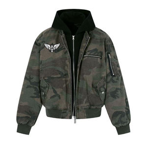 Vintage Streetwear Hip Hop Bomber Jacket Custom Fleece Loose Regular Woolen Zipper Windproof Jacket Man - Product Image 1