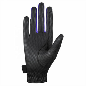 Guantes de cuero negro y morado para montar a caballo, venta al por mayor, OEM/ODM - Product Image 3