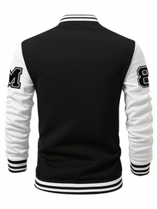 Chaqueta de béisbol universitaria de manga de contraste Unisex de peso pesado 100% algodón Athletic Fit Varsity con capucha ropa de calle acolchada - Product Image 2