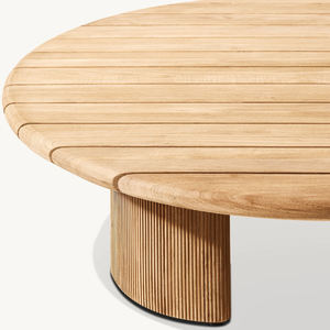 Table ronde en teck de bonne qualité pour une utilisation en extérieur, pour le café ou les repas, dans un style simple - Product Image 5