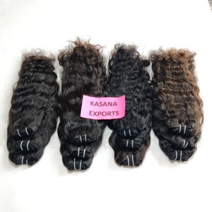 เครื่องต่อผมแบบมัดผมสีดำของผู้หญิง100% ทำจากหนังกำพร้าสองชั้นแบบไม่ผ่านกระบวนการผลิตในอินเดีย - Product Image 3