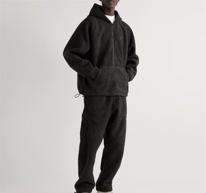 Pull à capuche en polaire sherpa à demi-fermeture éclair avec logo personnalisé OEM Sweat à capuche en polaire micro sherpa pour hommes - Product Image 4