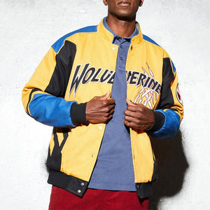 แจ็กเก็ตแข่งรถแบบย้อนยุคสำหรับผู้ชายผู้หญิงหนัง PU อเมริกันอุตสาหกรรมหนักงานปักแฟชั่นแนวสตรีทแบบลำลอง - Product Image 1