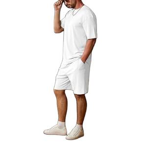 Vêtements d'été pour hommes, ensemble 2 pièces t-shirt et short en coton respirant, ensemble assorti personnalisé pour hommes par Maximize Wear - Product Image 5