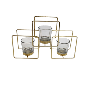 Portavelas de material metálico, diseño de forma cuadrada de Color dorado para decoración del hogar, Festival de Navidad decorativo - Product Image 1