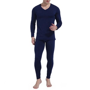 Ensemble de sous-vêtements pour hommes de couleur unie Automne Hiver Home Wear Ensemble 2 pièces Ensembles de pantalons t-shirts à col rond et à manches longues - Product Image 6