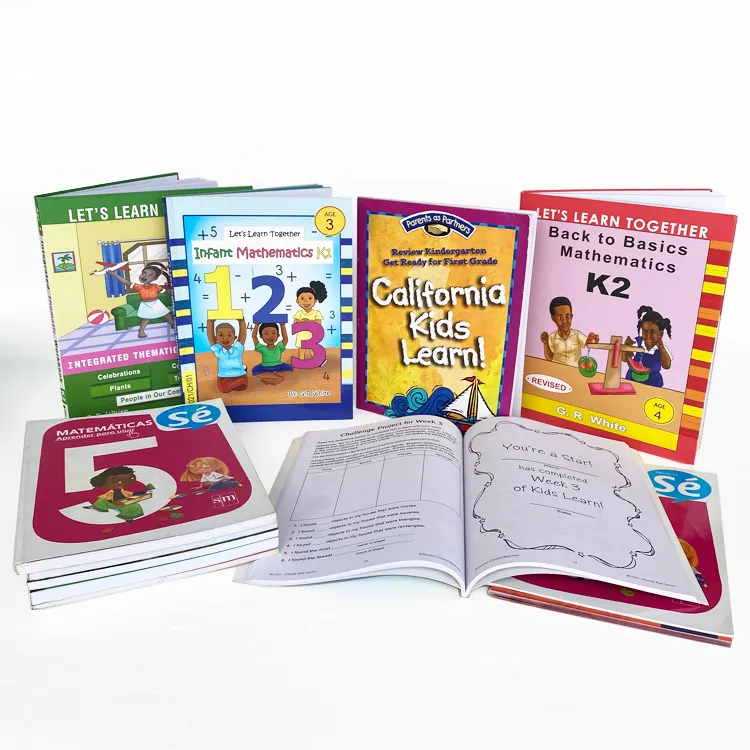 Livres à couverture rigide personnalisés A4 impression de livres de texte pour élèves d'âge préscolaire