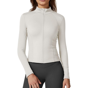 Femmes Zip Up Vestes Mock Col Roulé Automne Hoodies Ajusté 2025 Athlétique Vêtements D'entraînement avec Poches - Product Image 1
