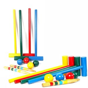 Ensemble de croquet en bois léger, réglable, finition rétro et classique - Product Image 1