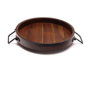 Bandeja de servicio redondeada hecha a mano, tamaño estándar de tendencia superior para restaurante, hoteles, mesa decorativa, servidor de aperitivos de madera y bandeja de té - Product Image 1