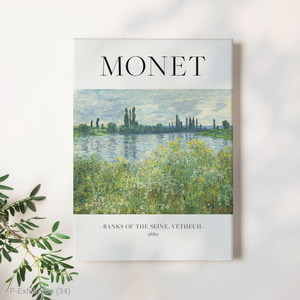 Claude Monet Riverside City Scene Modern Wood Frame Canvas Art Print Exhibition <b>Poster</b> Bright Living <b>Room</b> Home Interiors - Product Image 1