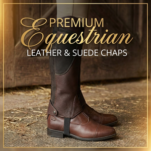 Demi-gambières en cuir marron et noir pour hommes anglais avec rembourrage doux, panneau élastique confortable, fermeture éclair pour l'entraînement - Product Image 2