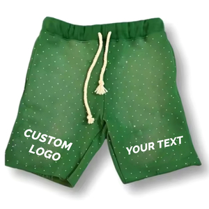 Cotton Fabric Outdoor Wear Customized Logo Distressed Good Selling <b>Make</b> <b>Your</b> <b>Own</b> Acid Wash Rhinestone Shorts by Elegant Sports - Product Image 1