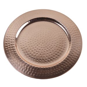 Assiette de service en métal doré au design simple pour la maison, les hôtels, la décoration de table de mariage, forme ronde, plat de service pour aliments - Product Image 3
