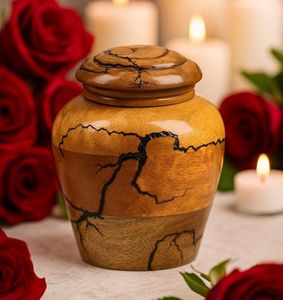 Urna de cremación de madera para cenizas de adultos con opción de grabado personalizado para decoración conmemorativa personal - Product Image 6