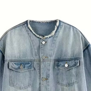 2025 vente en gros 100% coton veste en jean bleu de haute qualité pour hommes conception droite personnalisée et matériel tricoté délavé à l'acide - Product Image 3