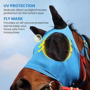 Máscara Antimoscas Ajustable y Transpirable para Caballos con Protección de Rejilla para las Orejas de Fácil Uso para Montar a Caballo - Product Image 3