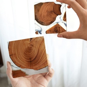 Dessous de verre européen de haute qualité en forme de Monstera en céramique, bois et résine, décoration de table de bar classique pour la maison, accessoires de feuille de tasse en carton - Product Image 2