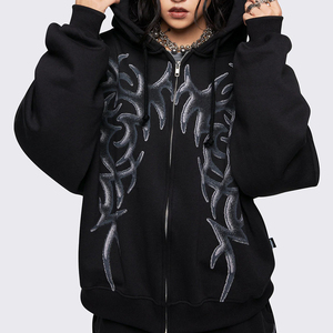 Sweat-shirt à capuche surdimensionné en tricot personnalisé pour femmes, décontracté, épaules tombantes, respirant, 100% coton, streetwear d'hiver - Product Image 3