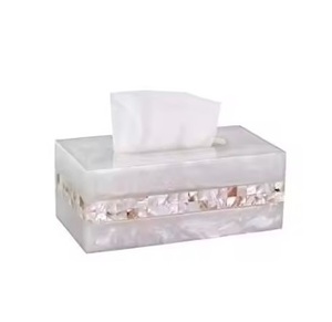Boîte à mouchoirs en nacre exquise Design moderne stockage de serviettes en forme de carré boîtes d'accessoires de table polyvalentes - Product Image 1