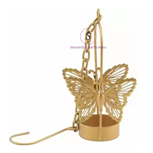 Indian New Arrival 2024 Handmade Decorative Item <b>Butterfly</b> Hanging Candle <b>Tea</b> Light Holder With Chain Chandelier Decor Hanging - Product Image 1