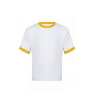 เสื้อยืดผู้ชายสไตล์วินเทจทรงหลวม ผ้าฝ้ายระบายอากาศดี แต่งขอบตัดกันด้านหน้า แห้งเร็ว ไม่เป็นขุย ผลิตในปากีสถาน - Product Image 4