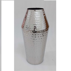 Vase à fleurs moderne en argent martelé brillant, personnalisable, poli miroir, décoration intérieure de Noël - Product Image 3