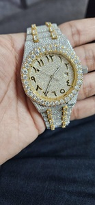 Montre glacée de luxe pour hommes avec mouvement en acier rectangulaire en diamant brillant Moissanite Bracelet en acier inoxydable Emballage de boîte - Product Image 2