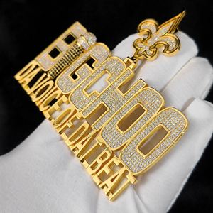 Pendentif BIGCHOO de luxe en or 10 carats avec diamant cultivé en laboratoire avec collier Hip Hop glacé cadeau de bijoux de mode pour lui ou elle - Product Image 4