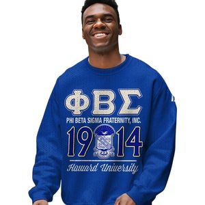 Suéter de punto acrílico Phi Beta Sigma 1914 azul blanco chenilla letras griegas Sigma Beta fraternidad ropa suéter - Product Image 5
