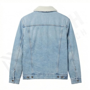 Veste en jean en tissu épais 14 oz, couleur unie personnalisable, manches longues, coupe décontractée, coupe-vent, manteau tendance - Product Image 2