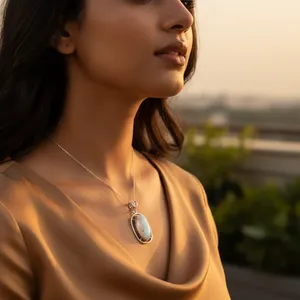 Handmade 925 <b>Silver</b> Moonstone Pendant for Women Rhodium Plated with Rose Gold Accent Platinum <b>Charm</b> Jewelry - Product Image 2