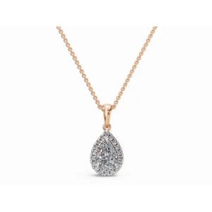 Colgante de Diamante Signature Forever Halo Pear Dreams de 0.697 Ct, Cultivado en Laboratorio, Oro de 9 KT, 14 KT, 18 KT, Joyería al por Mayor, Proveedor OEM B2B - Product Image 1