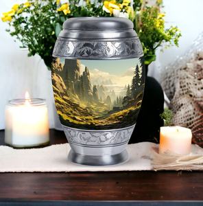 Mountain Landscape Urn <b>for</b> Human <b>Ashes</b> Large 10" Memorial Decorative Urn <b>for</b> Adult <b>Keepsake</b> Custom <b>Ashes</b> Urn 1-200 Funeral - Product Image 4