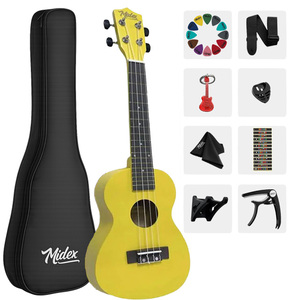 23 Inch Yellow Spruce Top Concert Ukulele <b>Kit</b> Rosewood Fingerboard Glossy Finish Wall Hanger Bag Strap Picks Method <b>Book</b> | Midex - Product Image 1