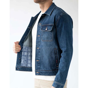 Veste en jean à simple boutonnage en coton pour hommes, coupe ajustée, style de la rue, vêtements d'extérieur à col montant, couleur unie pour le printemps, l'automne et l'hiver - Product Image 5