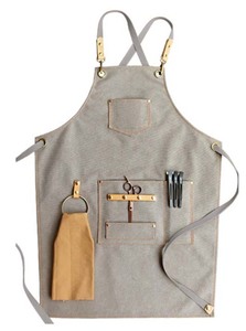 Tabliers à bretelles réglables respectueux de l'environnement et respirants avec logo personnalisé de haute qualité en cuir PU denim pour hôtels Excellent - Product Image 2