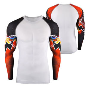 Rash Guards pour hommes tendance, vêtements de sport, logo personnalisé, impression numérique, uni, respirant, léger, 160g polyester/nylon - Product Image 1