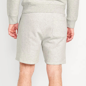 Shorts en molleton polyester/nylon de haute qualité, mi-élastiques, tricotés, pour hommes, couleur gris chiné, poches latérales, logo imprimé personnalisé, décontractés - Product Image 6