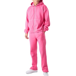 Conjunto Deportivo Premium Personalizado para Hombre, Invierno 2026, Informal, para Correr, con Capucha y Cremallera Completa, de Felpa, para Gimnasio, Talla XXL Plus, Liso Teñido - Product Image 1