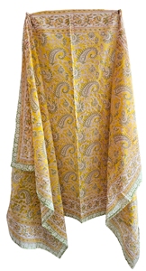 Pareo de Algodón Estampado a Mano en Amarillo, Cubierta de Playa para Mujer - Product Image 2