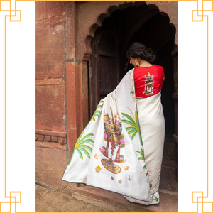 Sari de Georgette festivo exportador indio con trabajo de espejo para celebraciones navideñas sari con estampado floral - Product Image 5