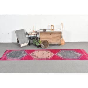 Élégant tapis Kilim turc Vintage rouge blanc Patchwork Design 2.7x11.4 pieds technique de tissage plat pour couloir grand tapis de jute Latex - Product Image 1