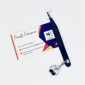 Pince à cils antistatique durable en acier inoxydable à pointe de fibre de 90 degrés avec breloques en forme de cerise - Product Image 4