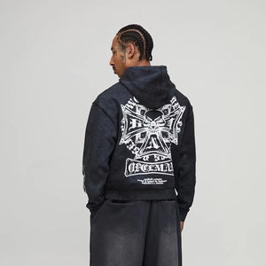 เสื้อฮู้ดแบบสวมหัวสำหรับผู้ชายเสื้อสเวตเตอร์มีฮู้ด450gsm พิมพ์ลายสกรีนผ้าฝ้ายสไตล์สตรีทแวร์ผลิตตามสั่ง - Product Image 1