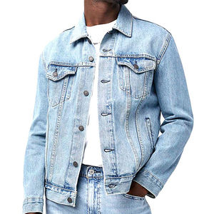 Veste en jean vintage pour homme - Bleu rétro zippée avec manches, col montant et poches poitrine, résistante aux déchirures - Product Image 4